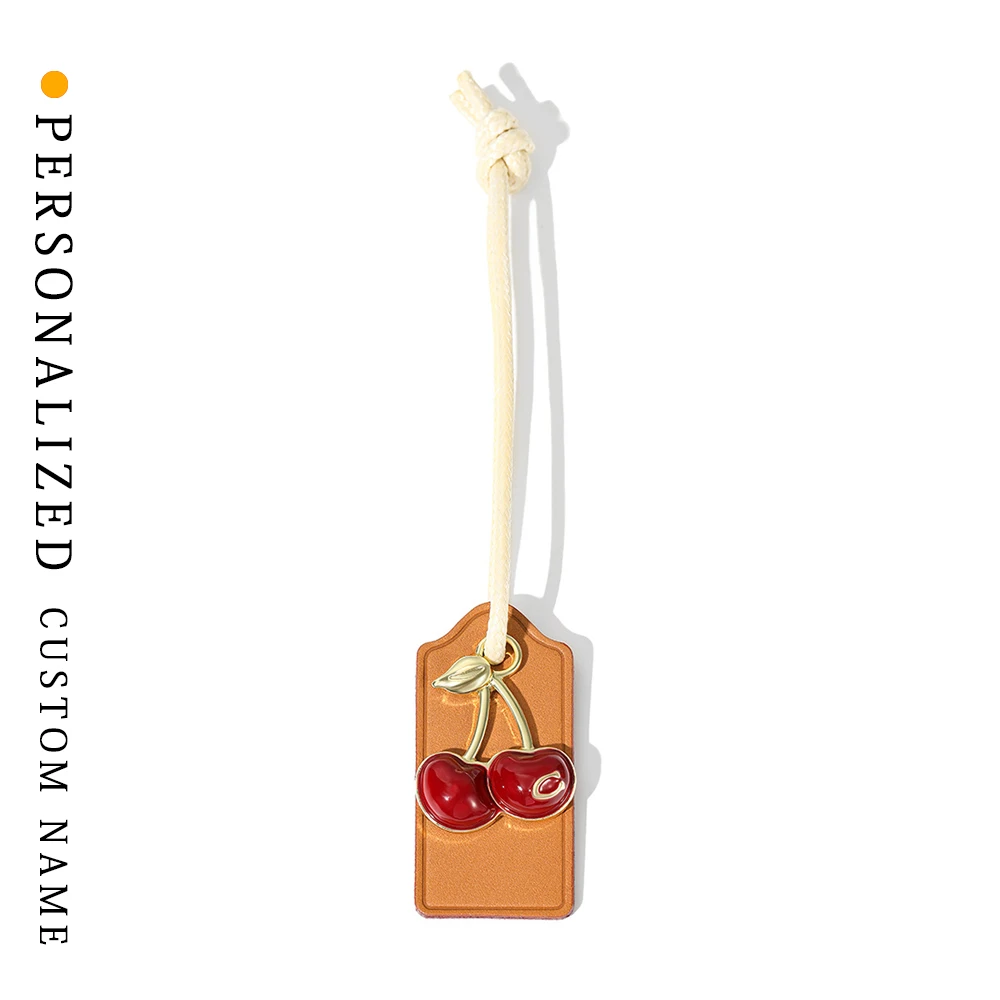 

Suitable for women's bags, exquisite cherry leather brand vegetable tanned leather pendant, support leather brand hot stamping