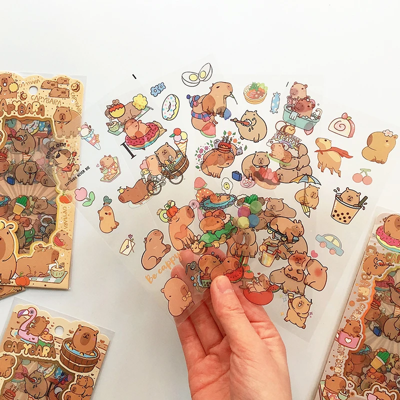 Kawaii stationery cute Capybara stickers School supplies Diary Decoration Scrapbooking journal sketchbook stickers aesthetic