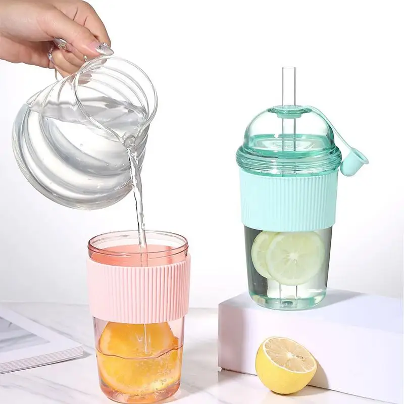 1Pc 430ml/520ml/630ml Transparent Pearl Milk Tea Cup With High Appearance And Cute 14mm Straight Drink Coffee Cup