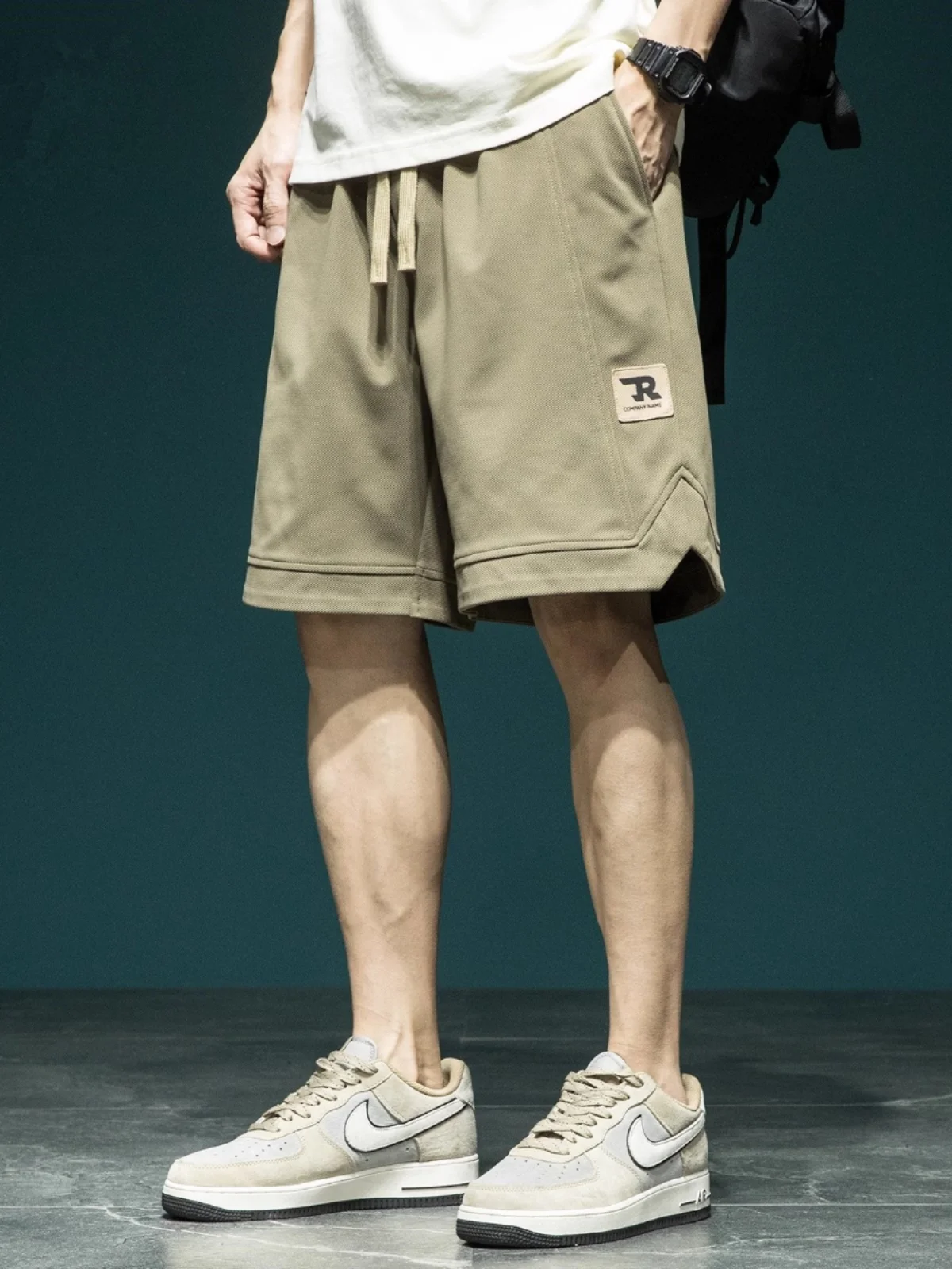 

Мужские летние тонкие дышащие брюки в американском ретро-спортивном стиле, больших размеров, повседневные, свободные, прямого кроя, длиной до колена