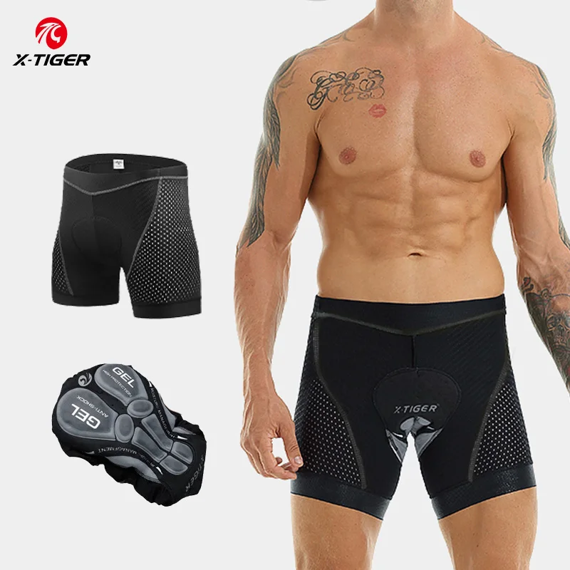 X-TIGER Men Cycling Shorts Summer Cycling Underwear Breathable Mesh Bicycle Underpants Shockproof Gel Pad  Riding Bike Shorts