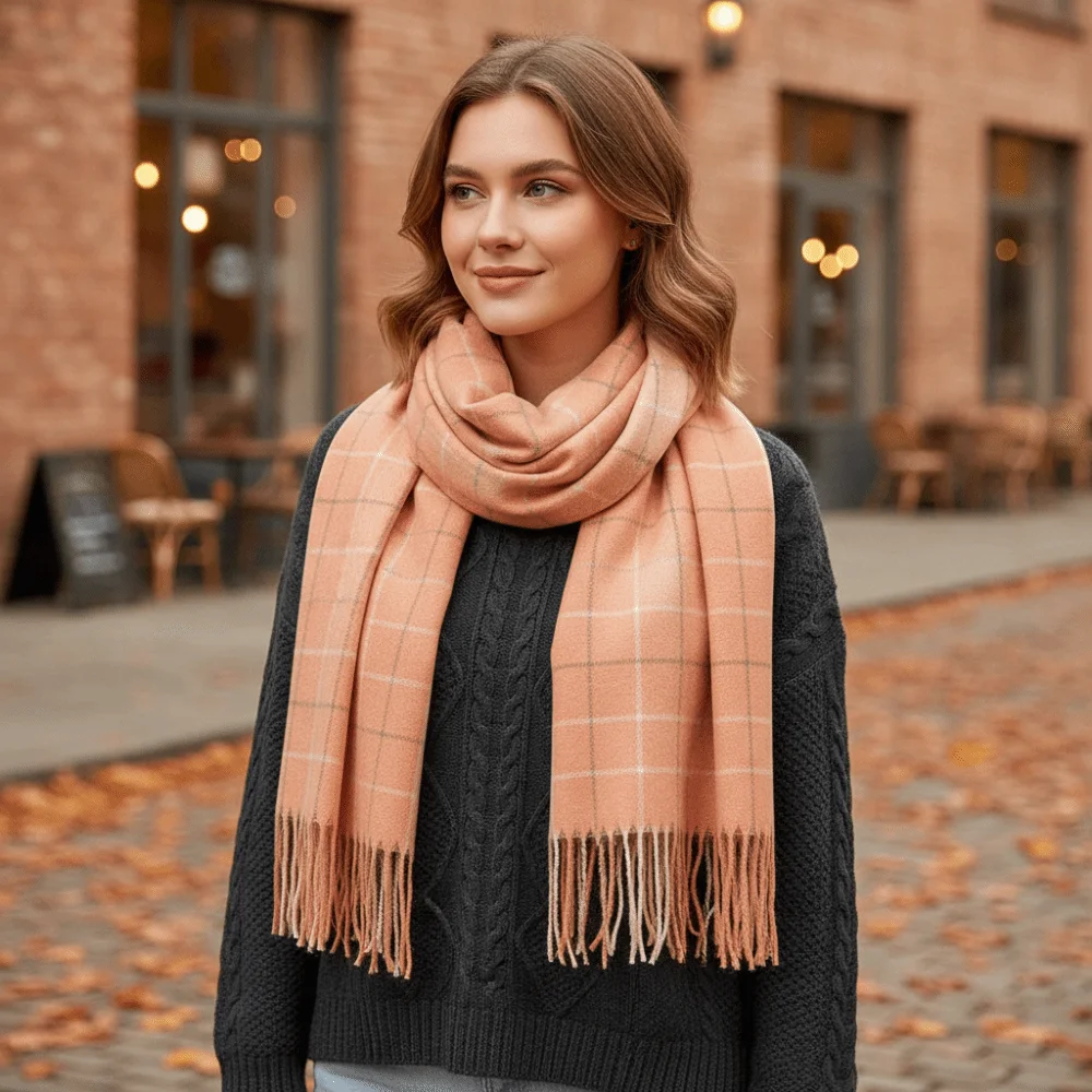 

Classic Imitation Cashmere Plaid Knitted Scarf Warm Soft Men Thick Shawl Korean Style Long Double-sided Scarf Winter