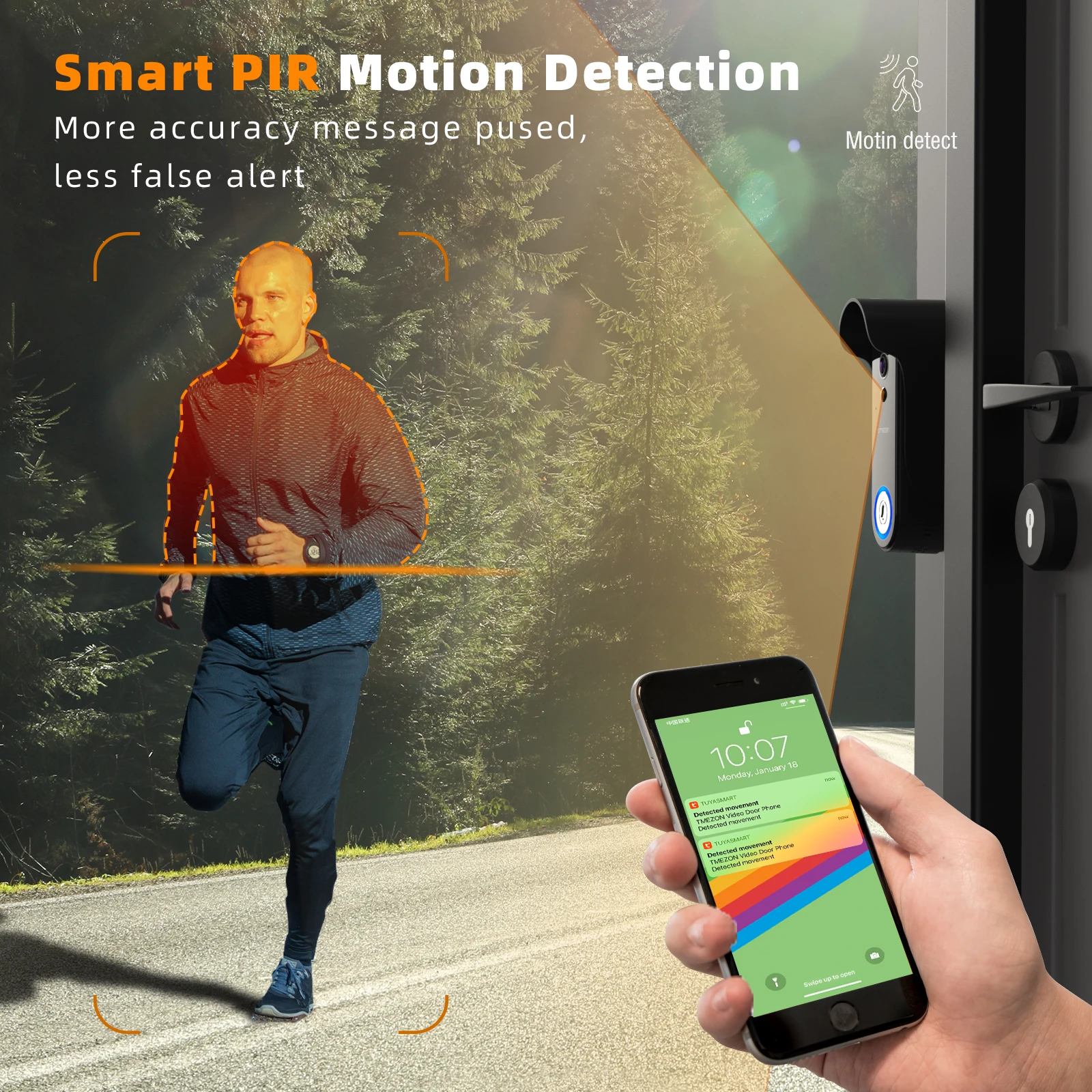 TMEZON Wire-free Real Wireless Video Door Phone 7\