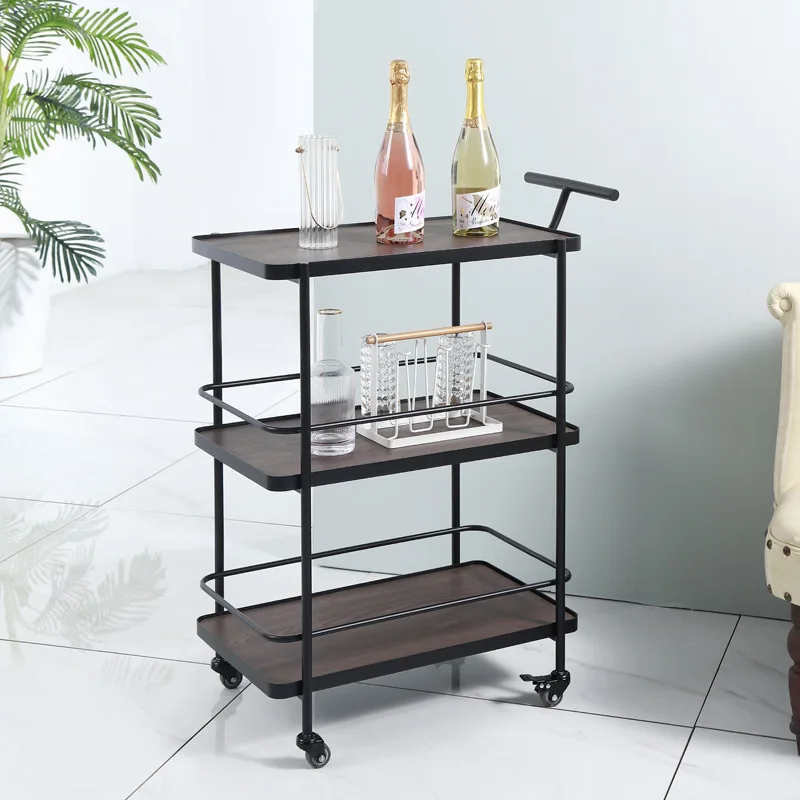 PYH Modern Mobile Food Cart Wine Internet celebrity trolley Family tea cart Light luxury restaurant food delivery cart
