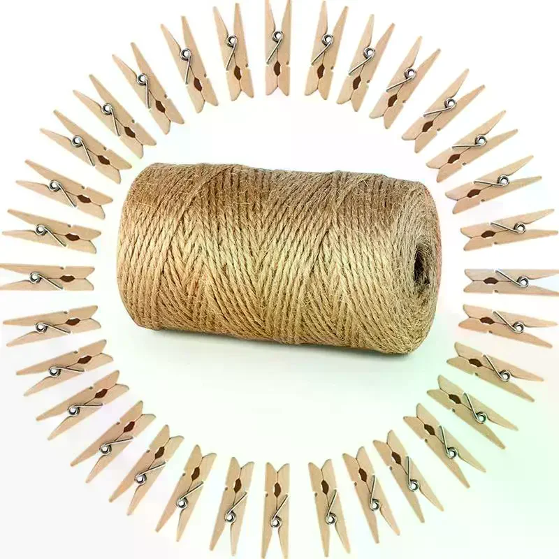 Ficelle de jute de 100 m pour projets de bricolage, corde de chanvre durable pour la décoration de mariage rustique et l'artisanat