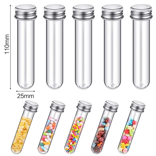 Imagen 2 del producto 30 Uds laboratorio 30ml botella de tubo de ensayo PET botella rellenable de plástico cilíndrico transparente para máscara línea de datos de dulces 25*110mm
