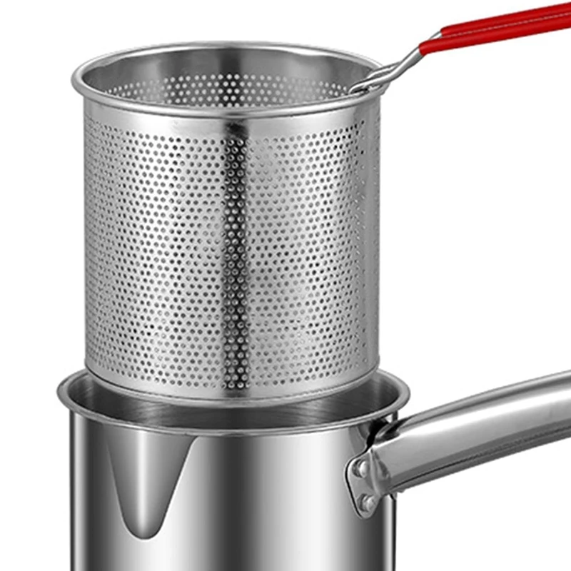 Deep Fryer Pot,Small Fryer Pot,Multipurpose Stainless Steel Baskets, Wear- Pan,Deep Fryer, Cooking Pot for Home-A55K