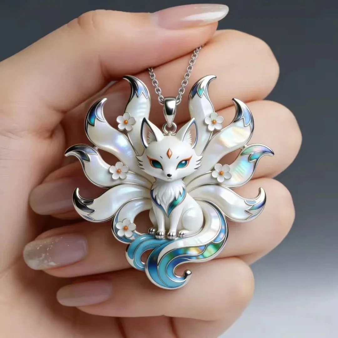Nine-Tailed Fox Enamel Pendant: Cute & Aesthetic, Blending Modern Trends with Chinese Style. Perfect Gift for Friends & Family.