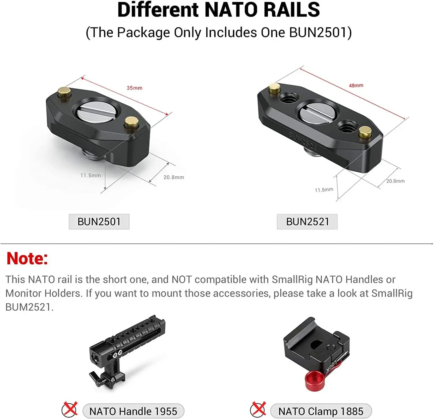 

2026 New Smallrig Nato Rail with Locating Screw for 35mm Bun -2501b