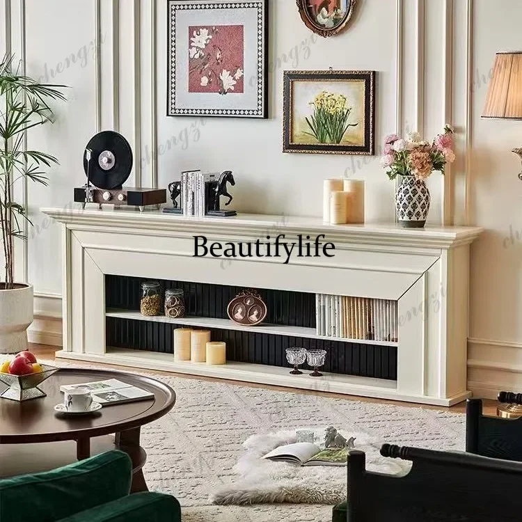a55 American retro fireplace TV cabinet living room French white decorative cabinet premium TV cabinet