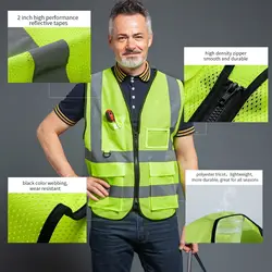 Chaleco reflectante de seguridad para hombre y mujer, chaqueta de motocicleta de alta visibilidad, chaleco fluorescente de policía con señal, XXXL