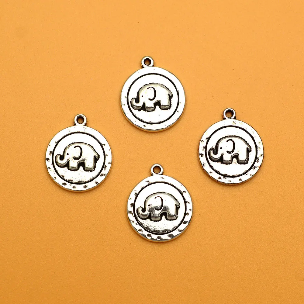 10pcs/Lots 18x16mm Antique Elephant Charms Cute Animals Pendants For DIY Necklace Keychain Jewelry Making Supplies Accessories