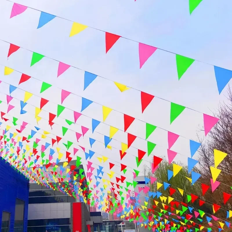 Multicolor Triangle Flags for Outdoor Home Garden Wedding Party Decor Bunting Banner Pennant Flag Festival Holiday Decorations