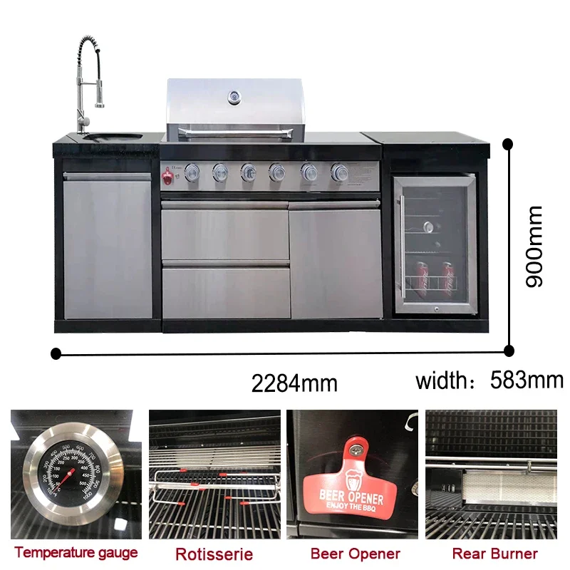 Customization Wholesale Kitchen Cabinets Gas Chicken Roasting Oven BBQ Grill Garden Supplies