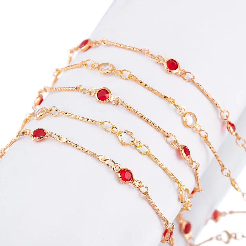 0.5/1/2 meter/lot 4mm Red/White Glass Stick Copper Chain Charms for DIY Necklace Bracelet Jewelry Making Component Accessories