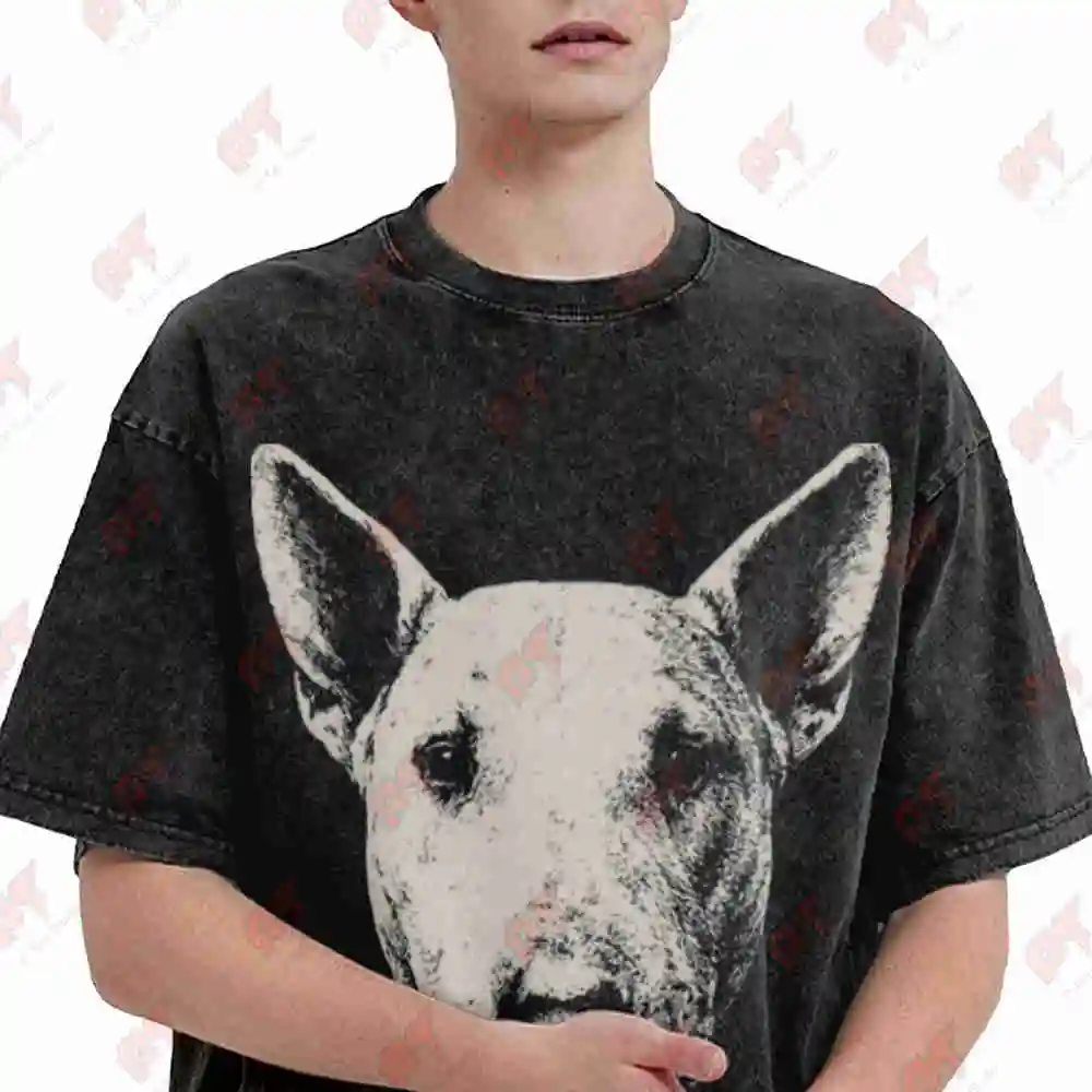 Bull Terrier Issues Funny Dog Meme Owner Mom Vintage Washed Tee Pure Cotton T-Shirt