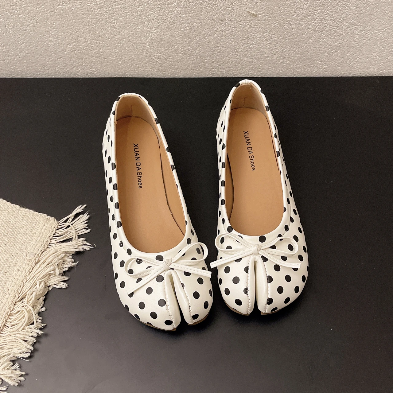 Sommerliche Damen-Slipper mit Schleife, flache Tabi-Ninja-Schuhe, Pig-Toe-Slipper, Lazy-Person-Hufeisen-Schuhe, Damen-Split-Toe-Mokassins, Loafer