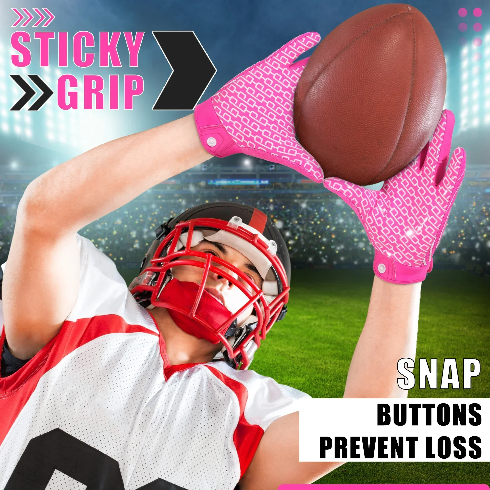 AliExpress NONE Youth American Football Gloves for Boys Girls, Sticky Wide Receiver Gloves for Kids, Pink Rugdy Football Gloves