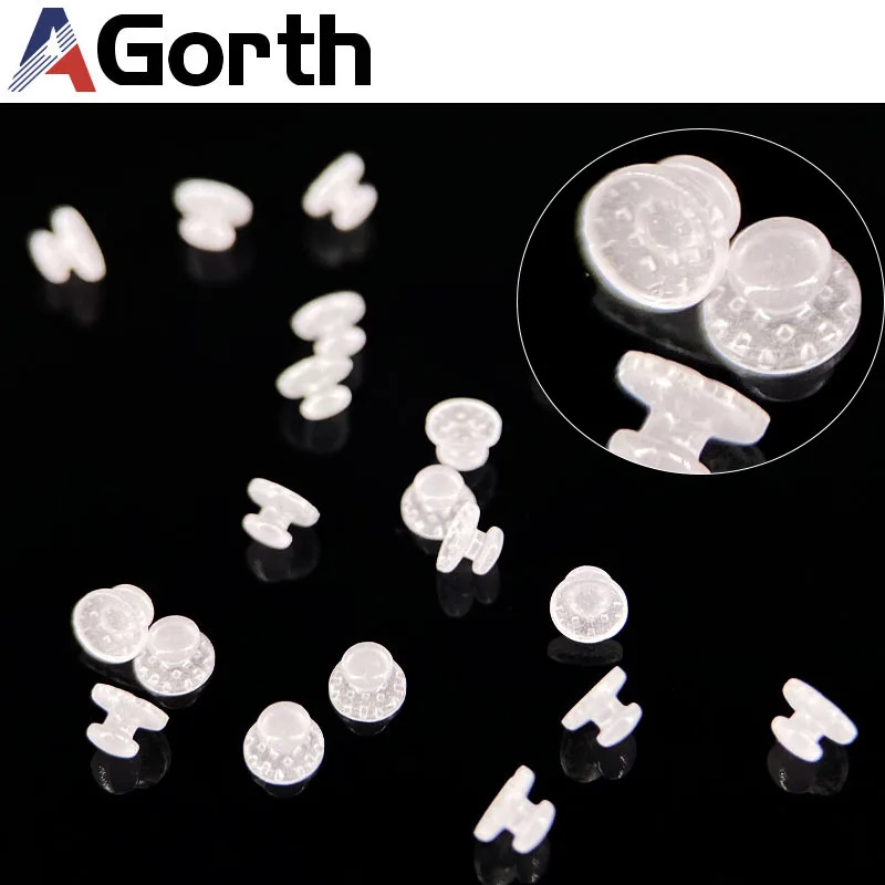 50Pcs Transparent Ceramic Lingual Buttons Composite Bondable Round Base Metal Traction Hook For Dental Orthodontic