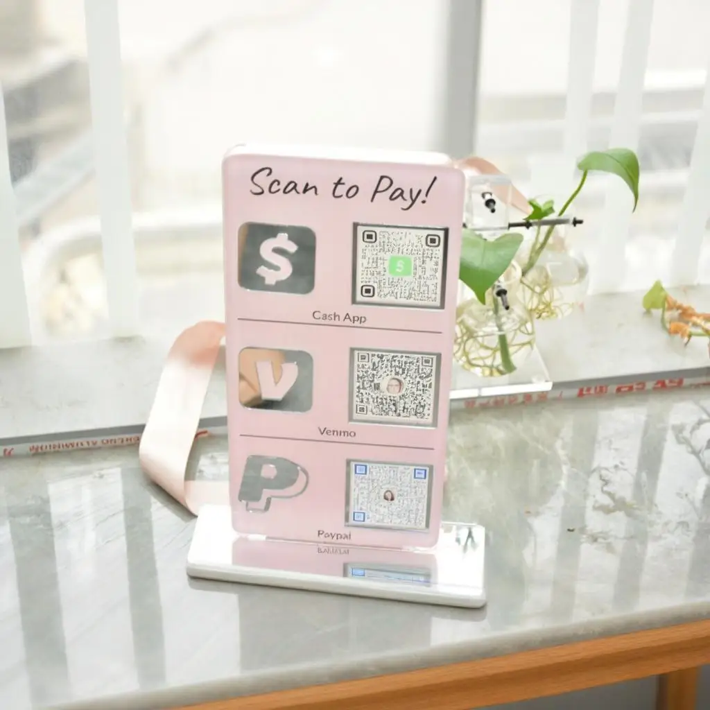 علامة QR للدفع المخصصة، حامل أكريليك مخصص لـ Venmo CashApp، مسح PayPal للدفع مقابل مكتب مطعم متجر الأعمال الصغيرة
