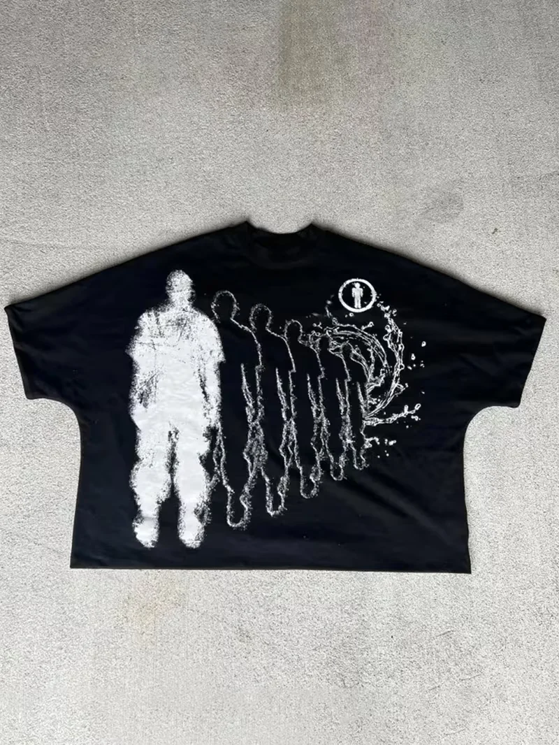 New Arrival:Graffiti Face T-shirt,Y2K style, loose fit, crew neck design,casual and fashionable,suitable for both men and women.