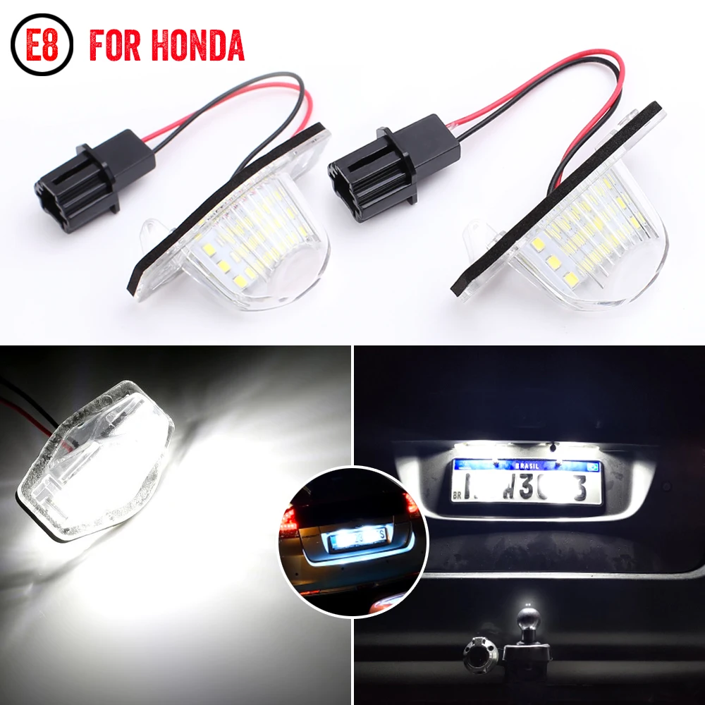 

2x Led License Plate Light Lamp For Honda Odyssey Fit Jazz Stream Freed Logo Insight CR-V Vezel HR-V FR-V Edix