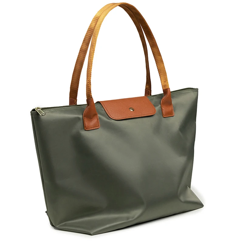 

Oxford Tote Bag with Leather Accents Large Capacity Casual Daily Shoulder Bags Women Water-Resistant Foldable Tote