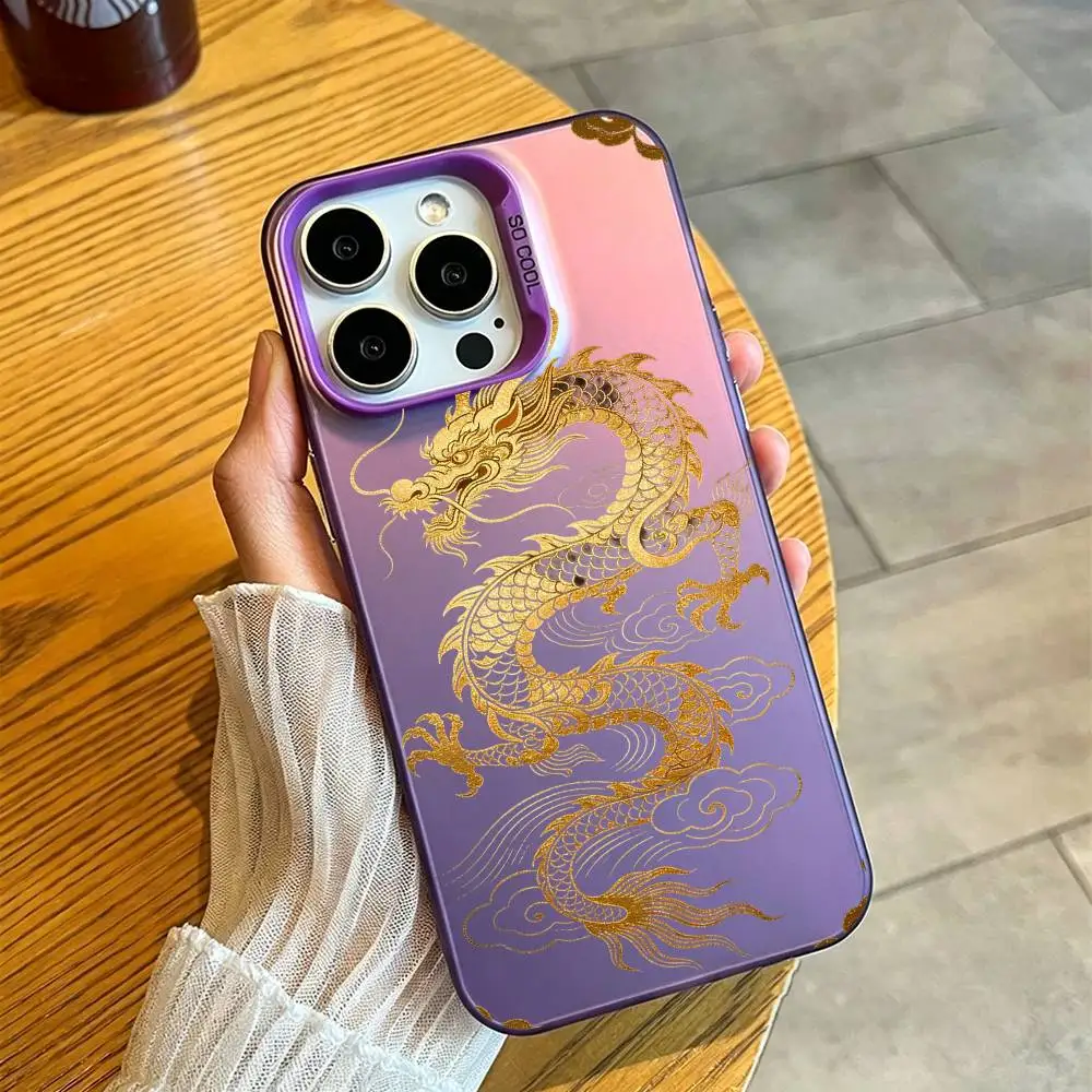 

Chinese Dragon Phone Case For iPhone 17,16,15,14,13,12,11 Plus,Pro Max,XS,Colorful Silver Purple Cover