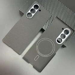 Magnetic Genuine Aramid Carbon Fiber Case For Samsung Galaxy Z Fold 6 5 Fold6 ZFold6 W24 Thin Matte Bulletproof Magsafe Cover