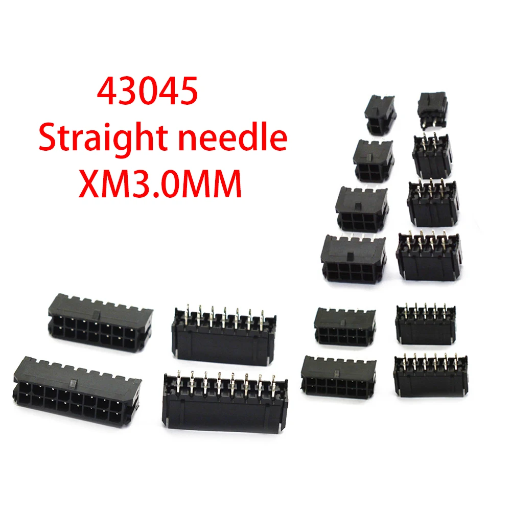 

10pcs/lot NEW Original 43045 straight pin socket 43025 socket mx3.0mm space connector double row straight plug 2x2/3/4/5/6-8p