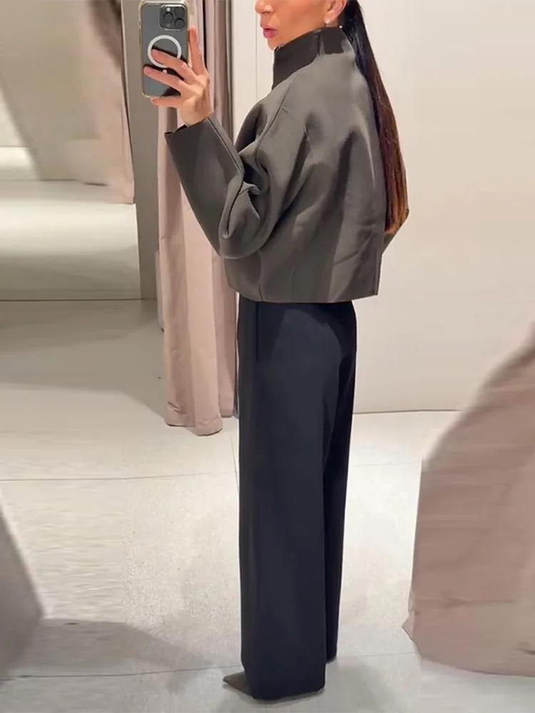 Dámská zkrácená bunda se stojáčkem, volný zip, tlustý teplý kabát, podzim/zima 2025, dámské oblečení - náhled 5