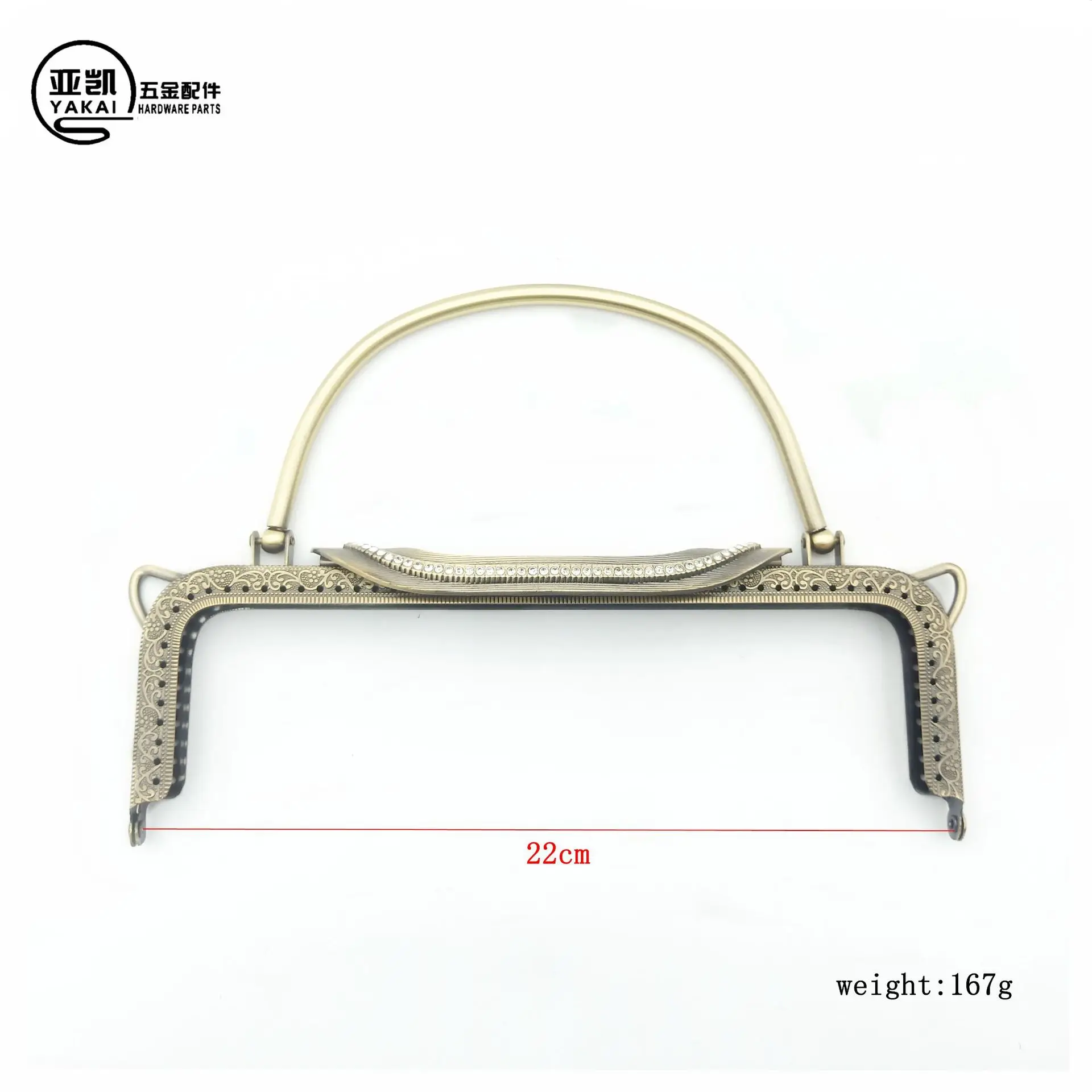 22CM Rectangle Embossing Vintage  With Handle Frame For Bags Ladies Metal Purse Frame Clasp Bag DIY Handbag Accessories