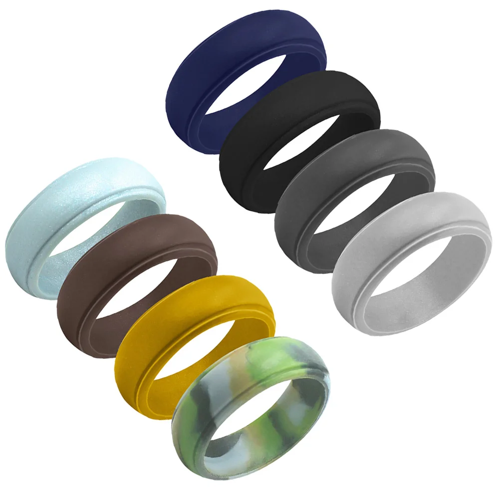 

8pcs Silicone Rings Waterproof Flexible Sports Finger Ring For Outdoor Activities Soft Comfortable Wedding Bands Jewelry