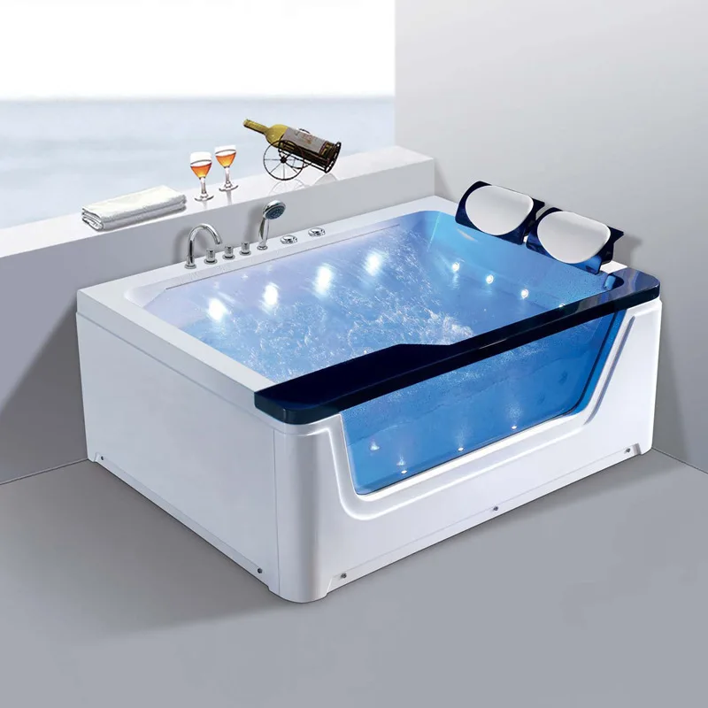 

Modern Acrylic Massage Multi Functional Glass Jacuzi Whirlpools Bathtubs and Bathroom Spa Bath Tub Balboa Led Light Double