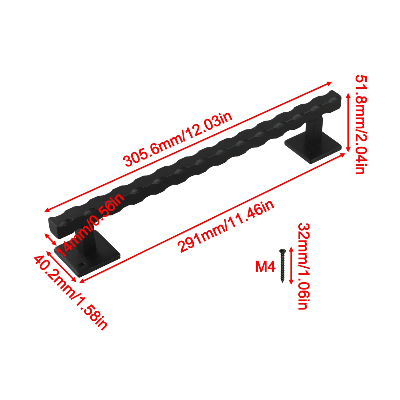 Poignée de porte coulissante de grange de 12 pouces, esthétique distincte, utilisation intérieure et extérieure, finition noire mate, décoration de maison