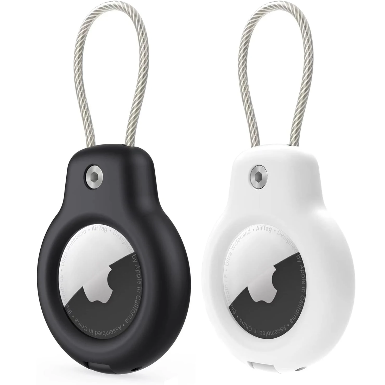 Voor Apple Airtag Case Hard Plastics Houder Anti-Verlies Sleutelhanger Met Stalen Kabel Voor Huisdieren Kraag Rugzak Bagagelabel GPS Tracking