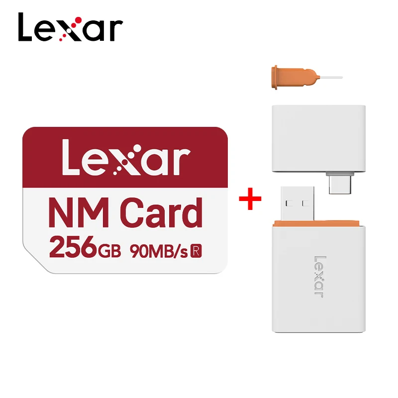 بطاقة Lexar NM لهاتف هواوي مع قارئ بطاقات USB 3.1 Micro SD سعة 128 جيجابايت وبطاقة ذاكرة 256 جيجابايت حتى 90 ميجابايت/ثانية بطاقات Microsd Flash TF