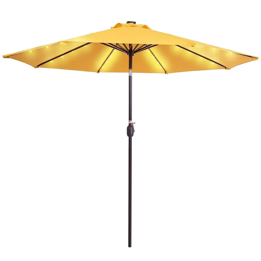 

9Ft 32 Led Lighted Patio Umbrella With Solar Powered, Table Market Umbrella With Crank & Push Button Tilt For Garden, Deck,