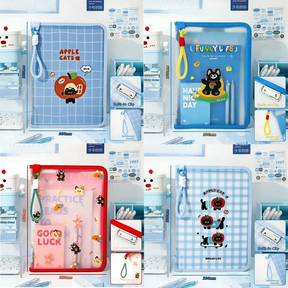 Bolsas de almacenamiento de archivos A4 de gran capacidad, bolsa de documentos de mano impermeable, organizador de carpetas transparente portátil