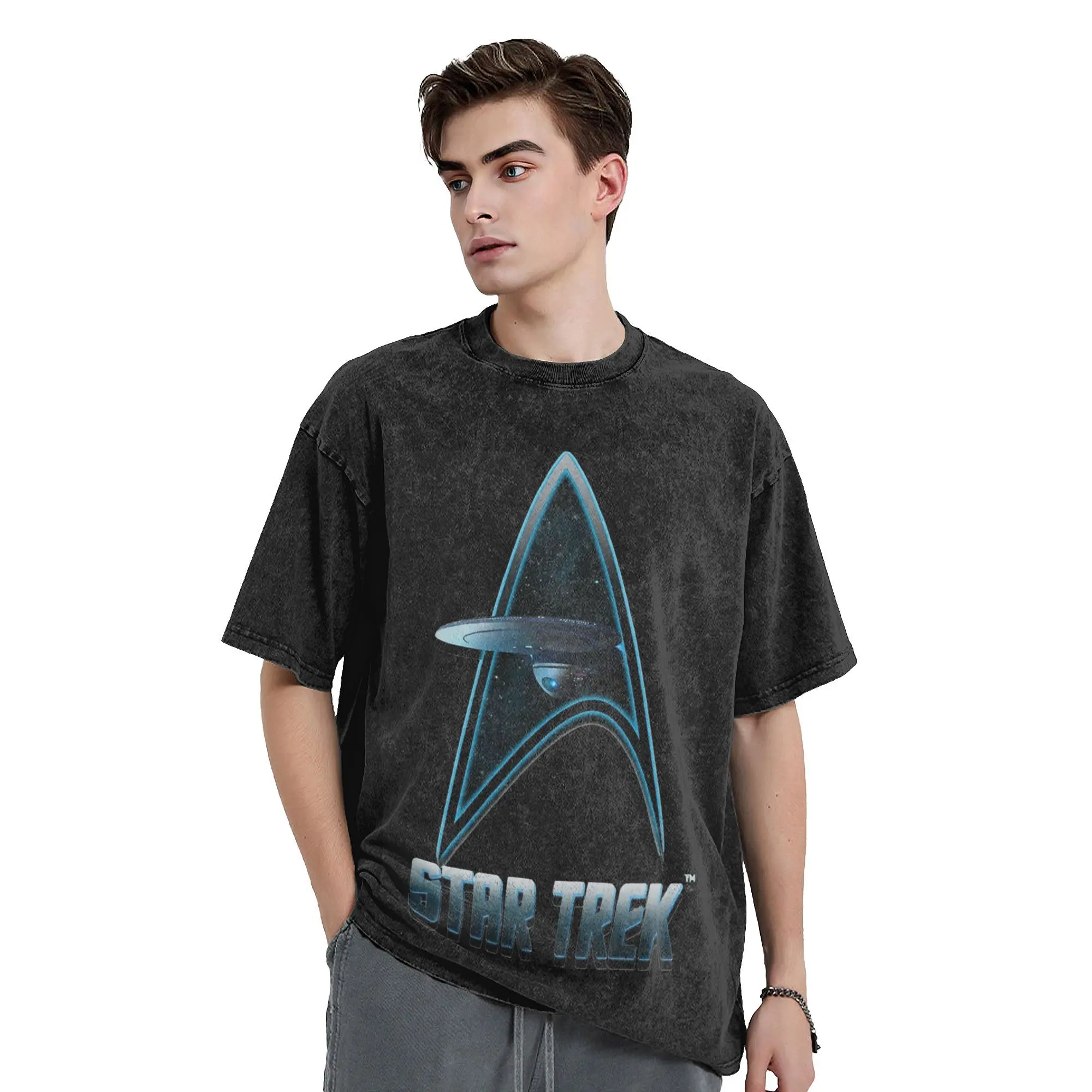 Washed Shirts Star Trek The Original Series Starship Excelsior  Accessories Novelty T Shirt Streetwear Short Sleeve Tops Tees