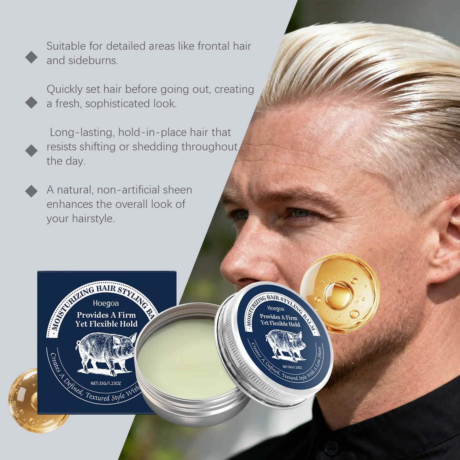 HOEGOA Hair Style Balm Nourish Scalp Stay Fluffy Improve Quality Easy Maintain Lasting Fragrance Eliminate Frizz Hair Care Balm