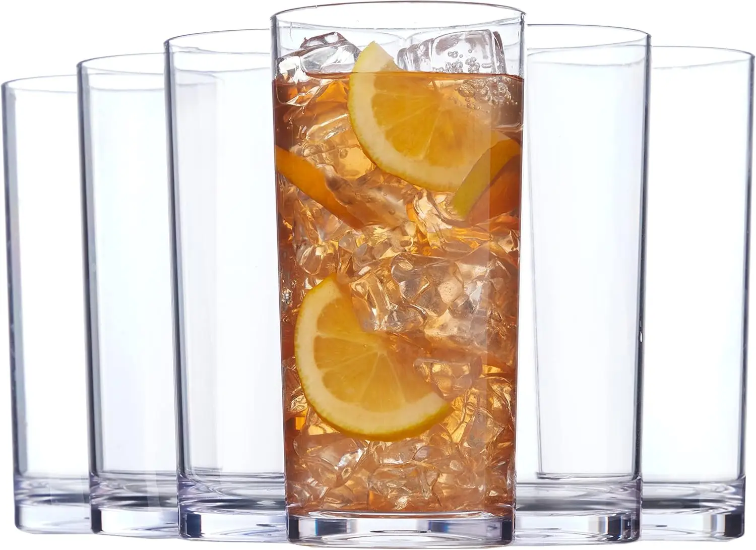 

Set of 6 Clear Plastic Reusable Drinking Glasses, 24oz BPA-Free Tumblers, Dishwasher Safe