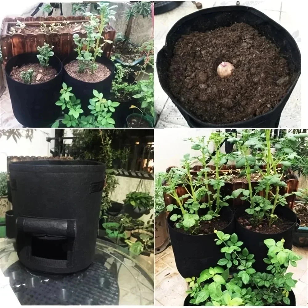 5/710 Gallon Grow Bags Fabric Felt Planter Flower Planting Pots Garden Vegetable Tomato Potato Plant Pot Container Pouch ﻿ view 4