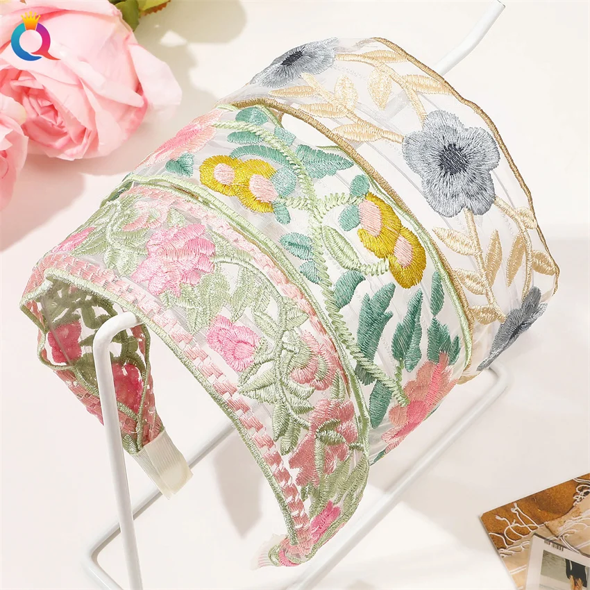 

Lace Embroidered Flower Hairbands Headband Women Girls Scrunchies Hair Head Hoop Bands Accessories Headdress Headwear Ornament