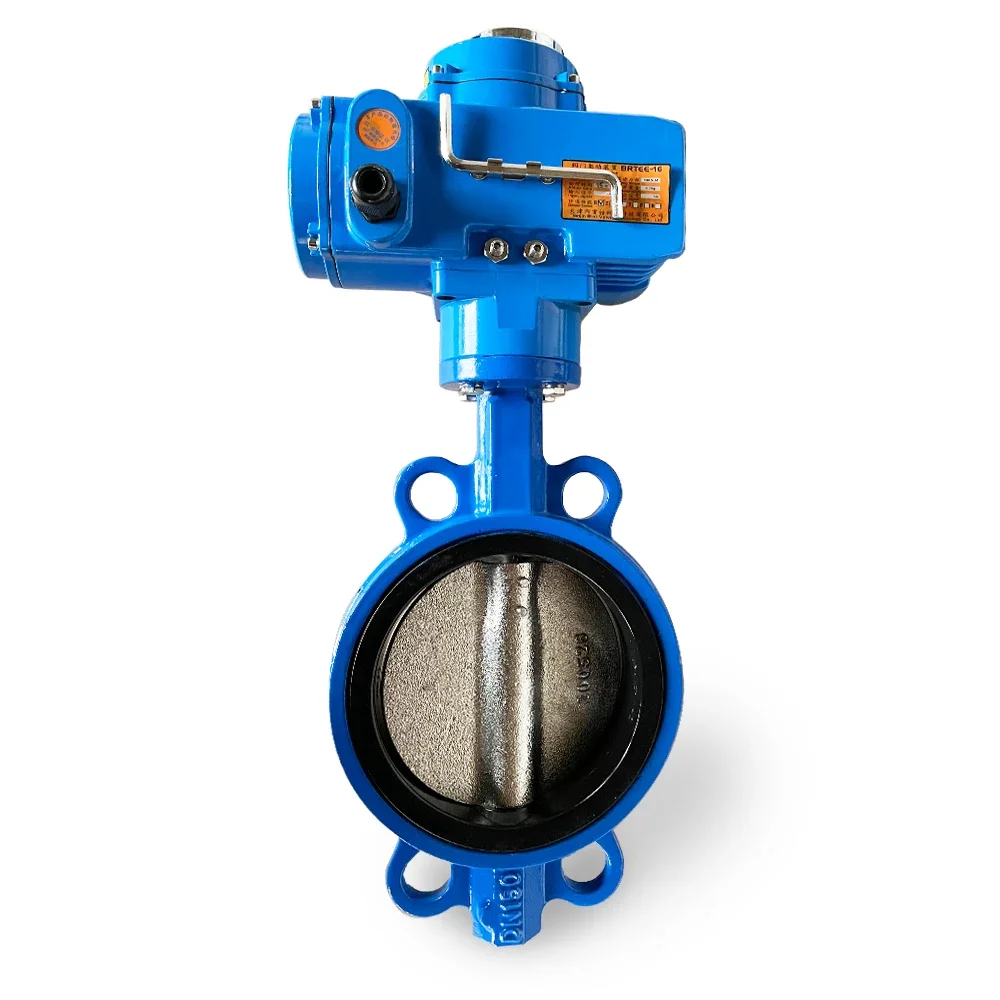 DN100 DN200 PN16  wafer type DC AV Electric Actuator control  sanitary Wafer butterfly valve for water