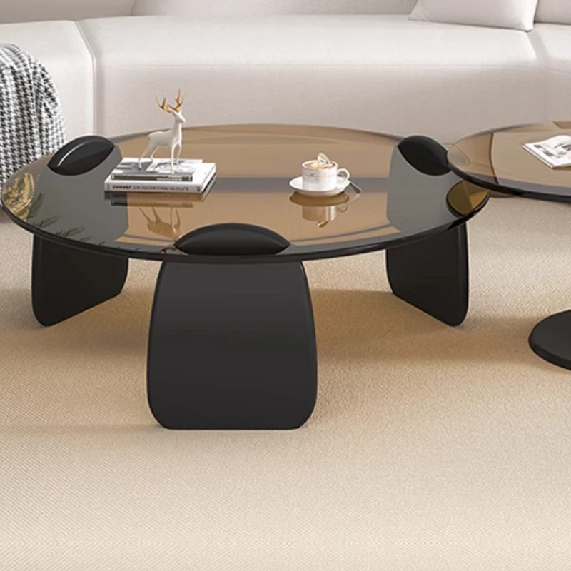 Round Center Table Glass Aesthetic Room Furniture Corner Tables Side Home Coffee Living Low Hospitality Tisch Hall Luxury image 4
