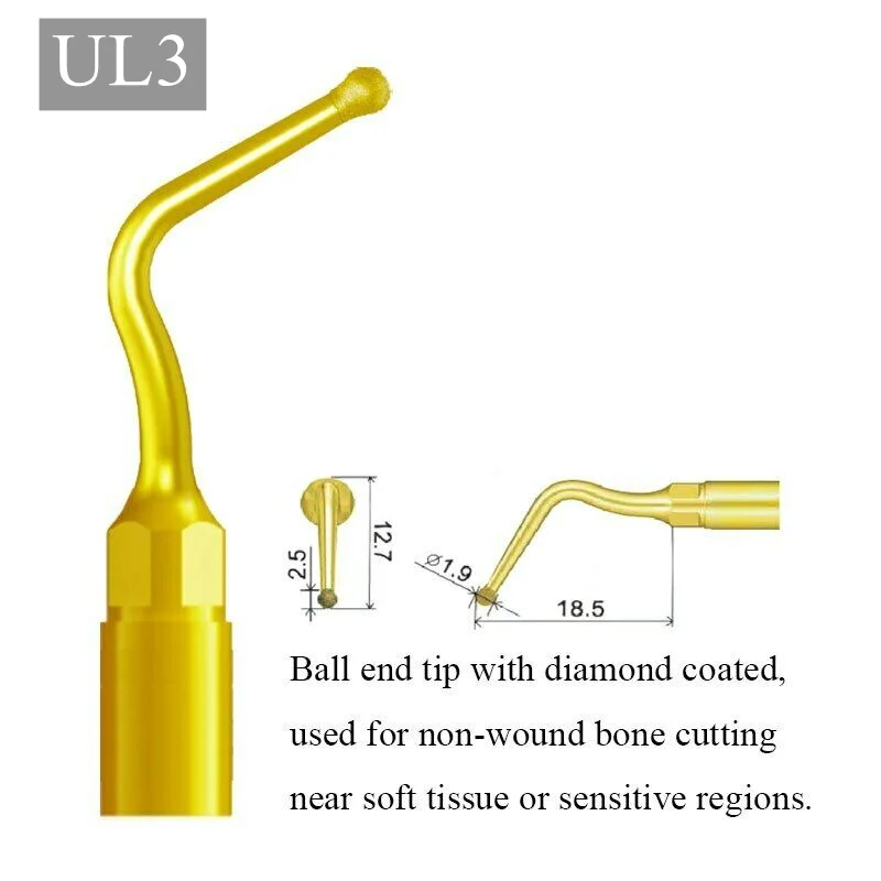 VVDental Dental Piezo Surgery Tips Bone Cutting Sinus Lifting Implant Perio Scaling and Exelcymosis Tips Fit Mectron/Woodpecker