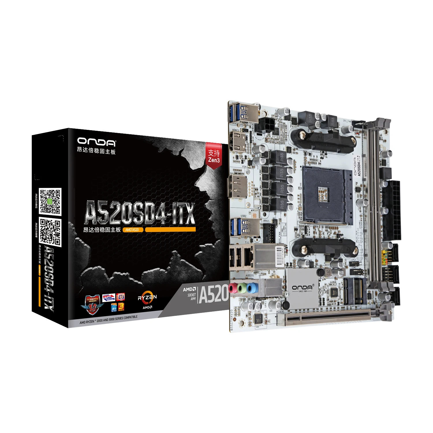 A520 Motherboard Mini-ITX A520SD4-ITX-W AM4 Motherboards for Ryzen 3000 4000 5000 Series Processors DDR4 PC Gaming A520M