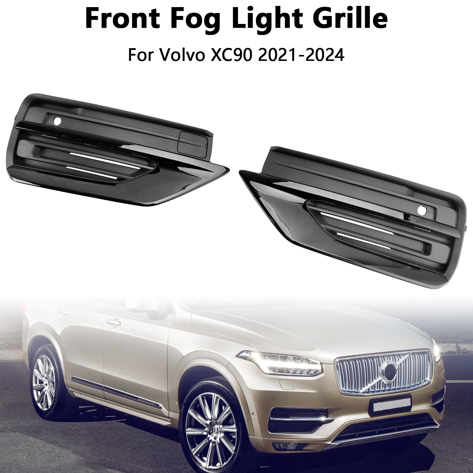 

Artudatech 2PCS Front Bumper Fog Lamp Grille Fog Light Grille Fit for Volvo XC90 2021-2024