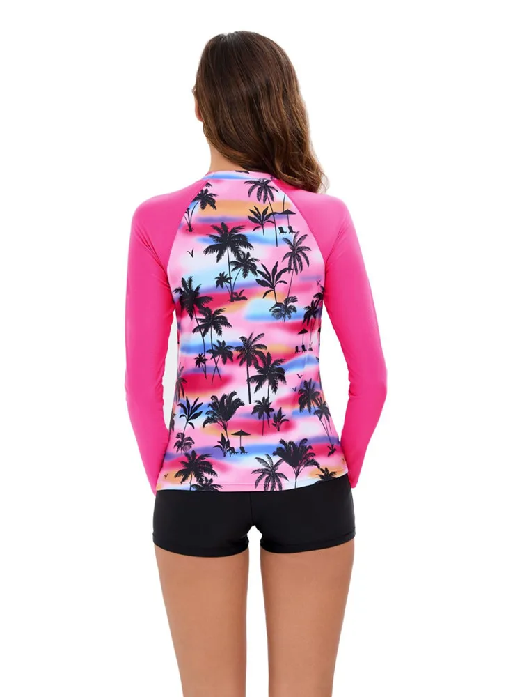 2024 Rash Guard Long Sleeve Swimwear Women Bikini Two-Piece Swimsuit y2k Print Swimming Beach Bathing Suits Biquini Monokini